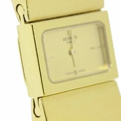 Hermes Gold Gold-Plated Stainless Steel Loquet Women's Wristwatch 20MM For Women -Deals Hermes Store luxury women hermes used watches p43890 003