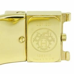 Hermes Gold Gold-Plated Stainless Steel Loquet Women's Wristwatch 20MM For Women -Deals Hermes Store luxury women hermes used watches p43890 007