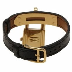 Hermes Black Gold-Plated Stainless Steel Kelly Women's Wristwatch 20MM For Women -Deals Hermes Store luxury women hermes used watches p47216 0005