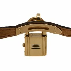 Hermes Burgundy Gold-Plated Stainless Steel Kelly Women's Wristwatch 20MM For Women -Deals Hermes Store luxury women hermes used watches p47218 004