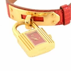 Hermes Red Gold-Plated Stainless Steel Kelly Women's Wristwatch 20MM For Women -Deals Hermes Store luxury women hermes used watches p49170 003