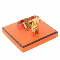 Hermes Red Gold-Plated Stainless Steel Kelly Women's Wristwatch 20MM For Women -Deals Hermes Store luxury women hermes used watches p49170 009
