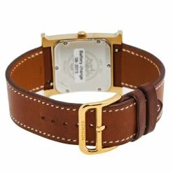 Hermes White Gold Plated Stainless Steel Leather Heure H HH1.501 Women's Wristwatch 26 Mm For Women -Deals Hermes Store luxury women hermes used watches p495840 001