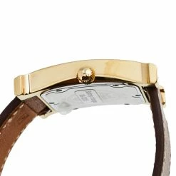 Hermes White Gold Plated Stainless Steel Leather Heure H HH1.501 Women's Wristwatch 26 Mm For Women -Deals Hermes Store luxury women hermes used watches p495840 003