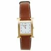 Hermes White Gold Plated Stainless Steel Leather Heure H HH1.501 Women's Wristwatch 26 Mm For Women -Deals Hermes Store luxury women hermes used watches p495840 006