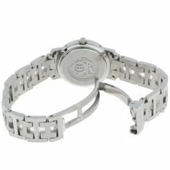 Hermes Pink Stainless Steel Clipper CL4.210.431.13758 Women's Wristwatch 24 MM For Women -Deals Hermes Store luxury women hermes used watches p496667 001