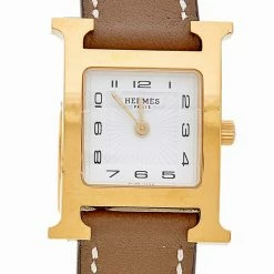 Hermes White Yellow Gold Plated Stainless Steel Leather Heure H HH1201 Women's Wristwatch 21 Mm For Women 13 Hermes White Yellow Gold Plated Stainless Steel Leather Heure H HH1201 Women's Wristwatch 21 Mm For Women -Deals Hermes Store luxury women hermes used watches p496708 001