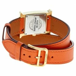 Hermes White Gold Plated Stainless Steel Leather Double Tour HS036737WW00 Women's Wristwatch 21 Mm For Women -Deals Hermes Store luxury women hermes used watches p505143 002