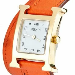 Hermes White Gold Plated Stainless Steel Leather Double Tour HS036737WW00 Women's Wristwatch 21 Mm For Women -Deals Hermes Store luxury women hermes used watches p505143 1633611368 008