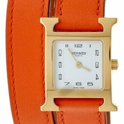 Hermes White Gold Plated Stainless Steel Leather Double Tour HS036737WW00 Women's Wristwatch 21 Mm For Women -Deals Hermes Store luxury women hermes used watches p505143 1633611402 009