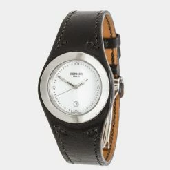 Hermes Stainless Steel Black Leather Harnais Watch For Women 11 Hermes Stainless Steel Black Leather Harnais Watch For Women -Deals Hermes Store luxury women hermes used watches p521460 001