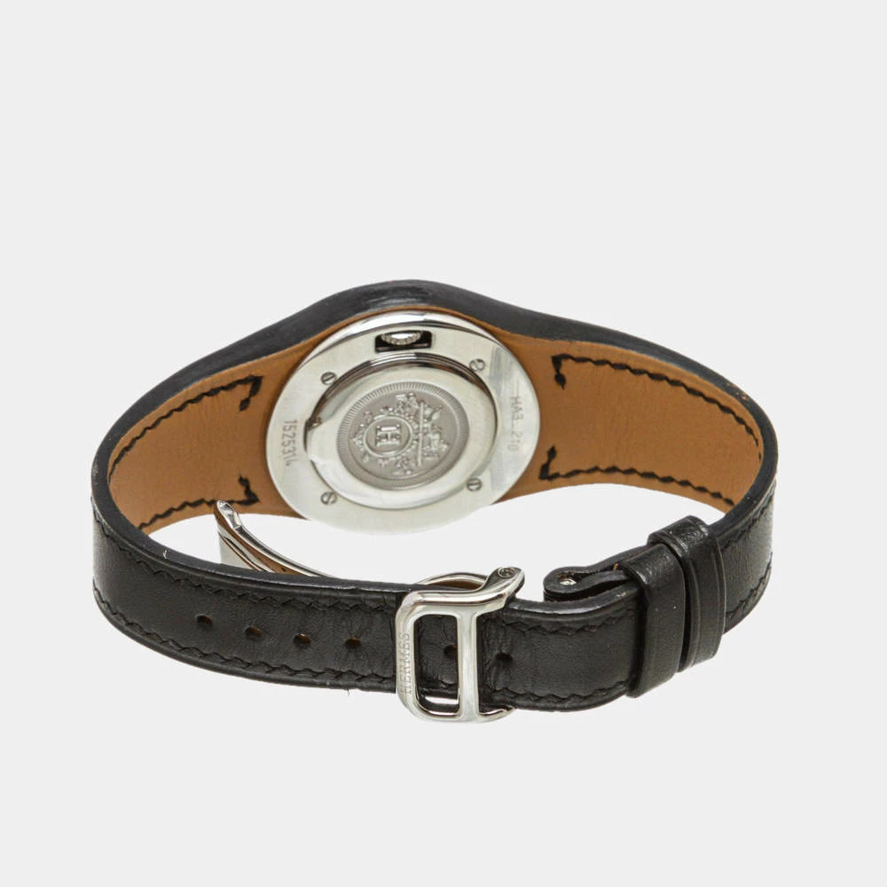 Hermes Stainless Steel Black Leather Harnais Watch For Women 6 Hermes Stainless Steel Black Leather Harnais Watch For Women - Image 4