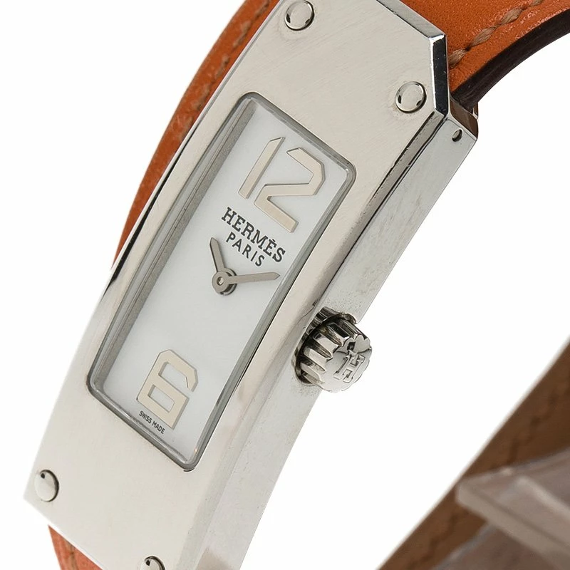 Hermes White Stainless Steel Kelly 2 Double Tour Women's Wristwatch 16MM For Women 4 Hermes White Stainless Steel Kelly 2 Double Tour Women's Wristwatch 16MM For Women - Image 2