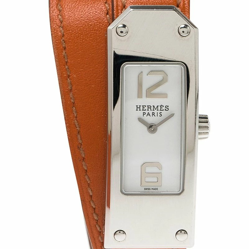 Hermes White Stainless Steel Kelly 2 Double Tour Women's Wristwatch 16MM For Women 5 Hermes White Stainless Steel Kelly 2 Double Tour Women's Wristwatch 16MM For Women - Image 3
