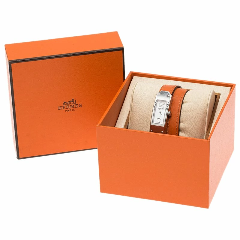 Hermes White Stainless Steel Kelly 2 Double Tour Women's Wristwatch 16MM For Women 8 Hermes White Stainless Steel Kelly 2 Double Tour Women's Wristwatch 16MM For Women - Image 6