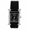 Hermes Black Stainless Steel Diamond Leather Heure H W046478WW00 Women's Wristwatch 21 Mm For Women
