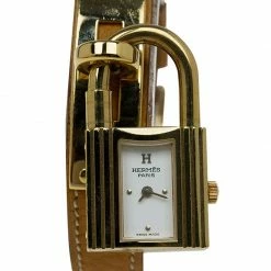 Hermes White Gold-Plated Stainless Steel Kelly Women's Wristwatch 20MM For Women 12 Hermes White Gold-Plated Stainless Steel Kelly Women's Wristwatch 20MM For Women -Deals Hermes Store luxury women hermes used watches p54126 003