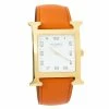 Hermes White Gold Plated Stainless Steel Heure H GM HH1.801 Women's Wristwatch 30 MM For Women
