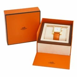 Hermes White Gold Plated Stainless Steel Heure H GM HH1.801 Women's Wristwatch 30 MM For Women -Deals Hermes Store luxury women hermes used watches p560520 008