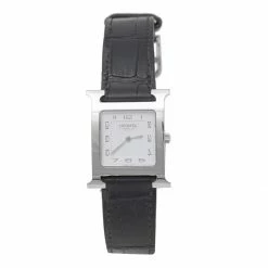 Hermes White Stainless Steel Leather Heure HH1.510 Women's Wristwatch 26 Mm For Women