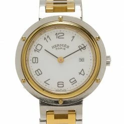 Hermes White Gold-Plated Stainless Steel Clipper Women's Wristwatch 30MM For Women 10 Hermes White Gold-Plated Stainless Steel Clipper Women's Wristwatch 30MM For Women -Deals Hermes Store luxury women hermes used watches p57017 003