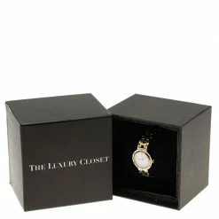 Hermes White Gold-Plated Stainless Steel Clipper Women's Wristwatch 24MM For Women -Deals Hermes Store luxury women hermes used watches p57018 006