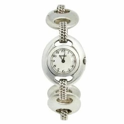 Hermes White Silver Vintage Women's Wristwatch 25 Mm For Women