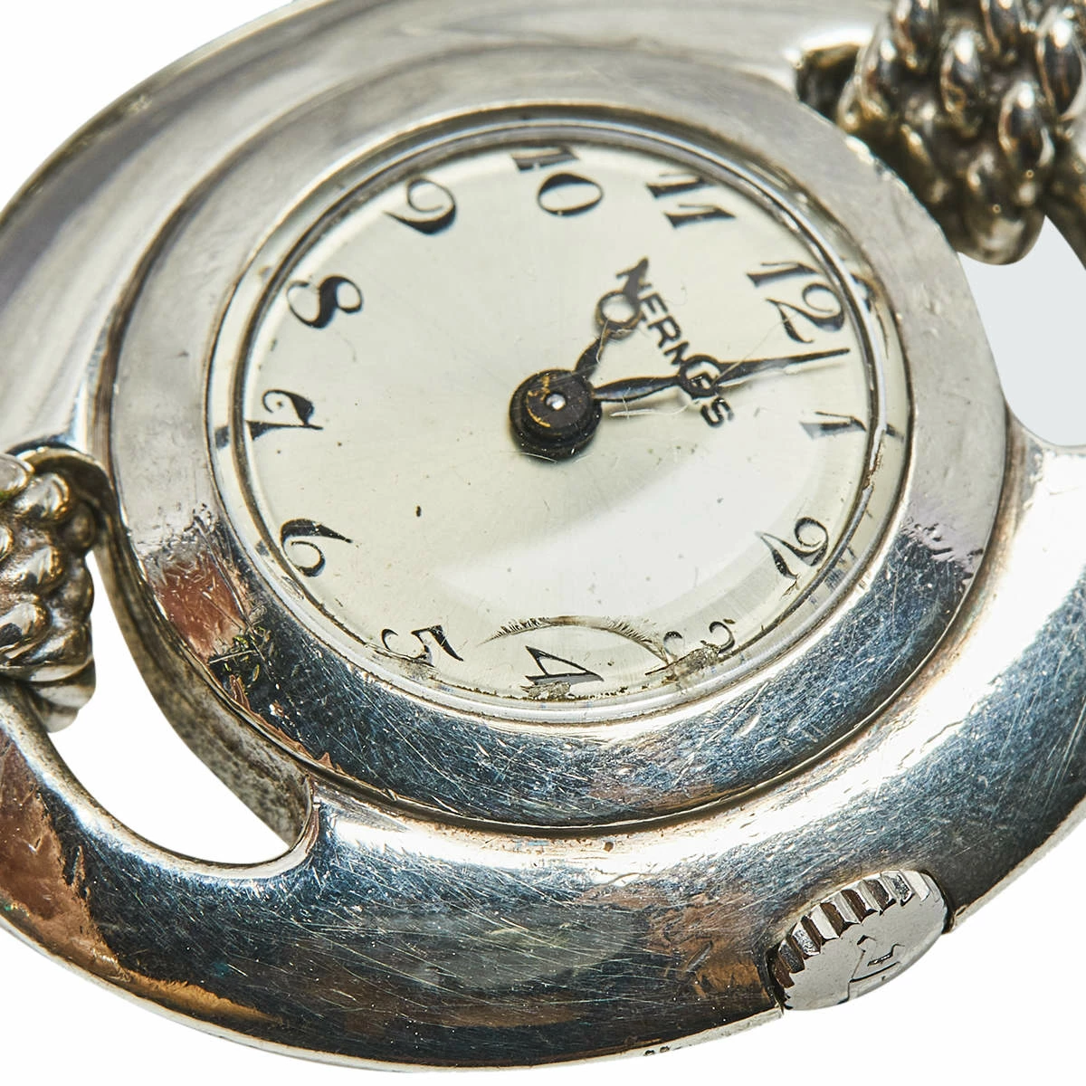 Hermes White Silver Vintage Women's Wristwatch 25 Mm For Women 9 Hermes White Silver Vintage Women's Wristwatch 25 Mm For Women - Image 7