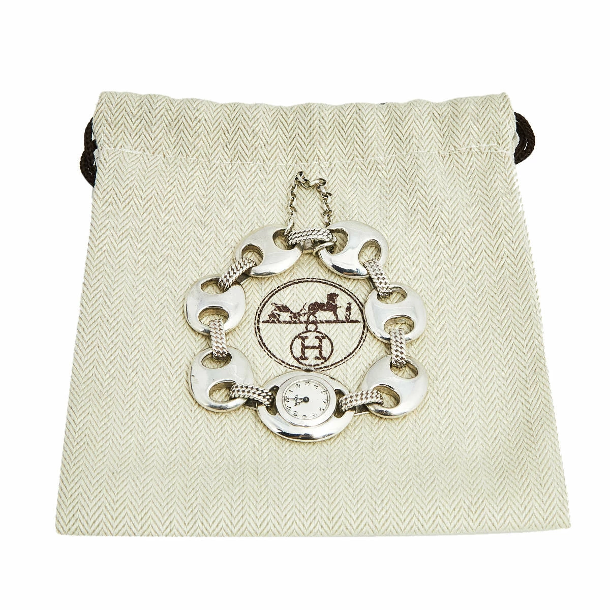 Hermes White Silver Vintage Women's Wristwatch 25 Mm For Women 12 Hermes White Silver Vintage Women's Wristwatch 25 Mm For Women - Image 10