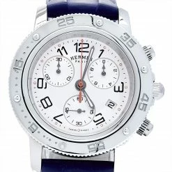 Hermes Silver Stainless Steel Rubber Clipper CP2.410 Women's Wristwatch 36 Mm For Women -Deals Hermes Store luxury women hermes used watches p603248 007