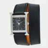 Hermes Hermès Black Stainless Steel Leather Wrap Heure H HH1.510 Women's Wristwatch 26 Mm For Women -Deals Hermes Store luxury women hermes used watches p636828 002