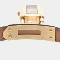 Hermes Champagne Gold Plated Stainless Steel Kelly Women's Wristwatch 20 Mm For Women -Deals Hermes Store luxury women hermes used watches p650800 003