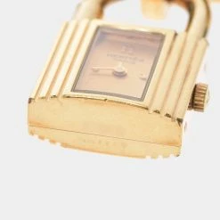 Hermes Champagne Gold Plated Stainless Steel Kelly Women's Wristwatch 20 Mm For Women -Deals Hermes Store luxury women hermes used watches p650800 004