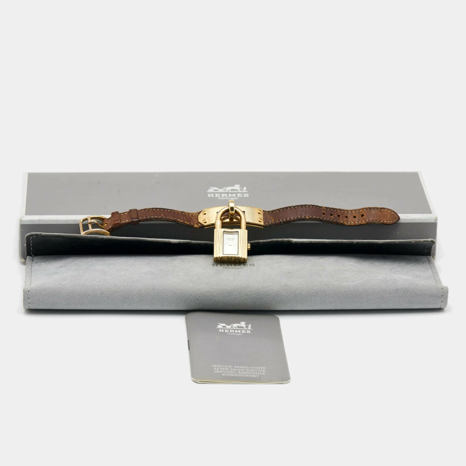 Hermes Hermès White Gold Plated Stainless Steel Leather Kelly Women's Wristwatch 20 Mm For Women 11 Hermes Hermès White Gold Plated Stainless Steel Leather Kelly Women's Wristwatch 20 Mm For Women - Image 9