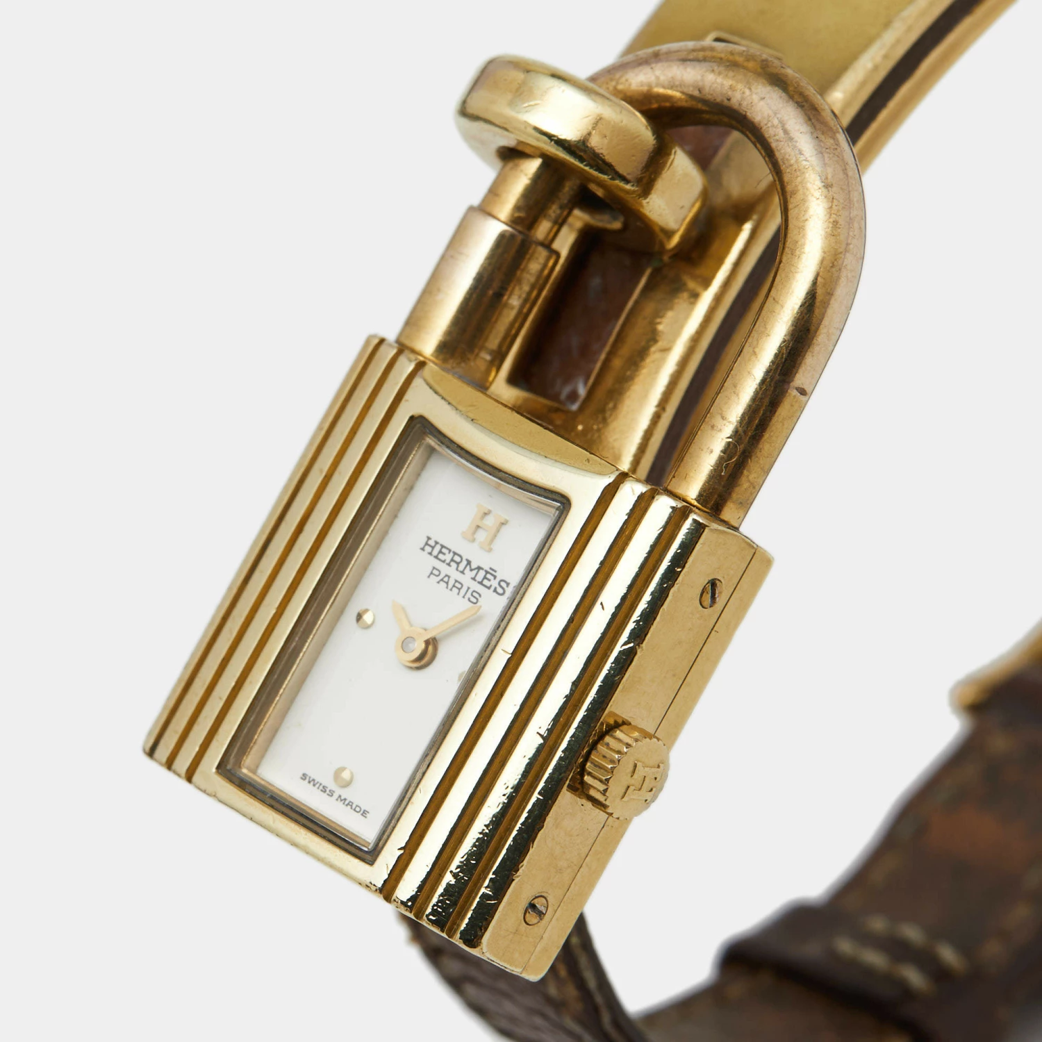 Hermes Hermès White Gold Plated Stainless Steel Leather Kelly Women's Wristwatch 20 Mm For Women 4 Hermes Hermès White Gold Plated Stainless Steel Leather Kelly Women's Wristwatch 20 Mm For Women - Image 2