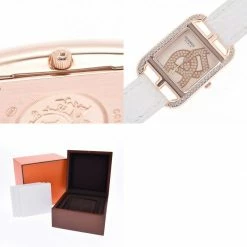 Hermes Cape Cod Chain Dunkle Joylier Bezel / Dial Diamond White PG / Leather CC1.371 Ladies Watches For Women -Deals Hermes Store luxury women hermes used watches p680809 002