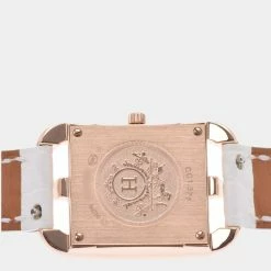 Hermes Cape Cod Chain Dunkle Joylier Bezel / Dial Diamond White PG / Leather CC1.371 Ladies Watches For Women -Deals Hermes Store luxury women hermes used watches p680809 005