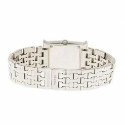 Hermes Cream Stainless Steel Diamonds Heure H Women's Wristwatch 21MM For Women -Deals Hermes Store luxury women hermes used watches p86361 005