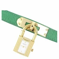 Hermes White Yellow Gold-Plated Steel Kelly Women's Wristwatch 20MM For Women