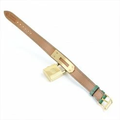 Hermes White Yellow Gold-Plated Steel Kelly Women's Wristwatch 20MM For Women -Deals Hermes Store luxury women hermes used watches p91305 004