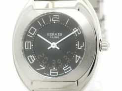 Hermes Black Stainless Steel Espace Women's Wristwatch 31MM For Women -Deals Hermes Store luxury women hermes used watches p92988 003